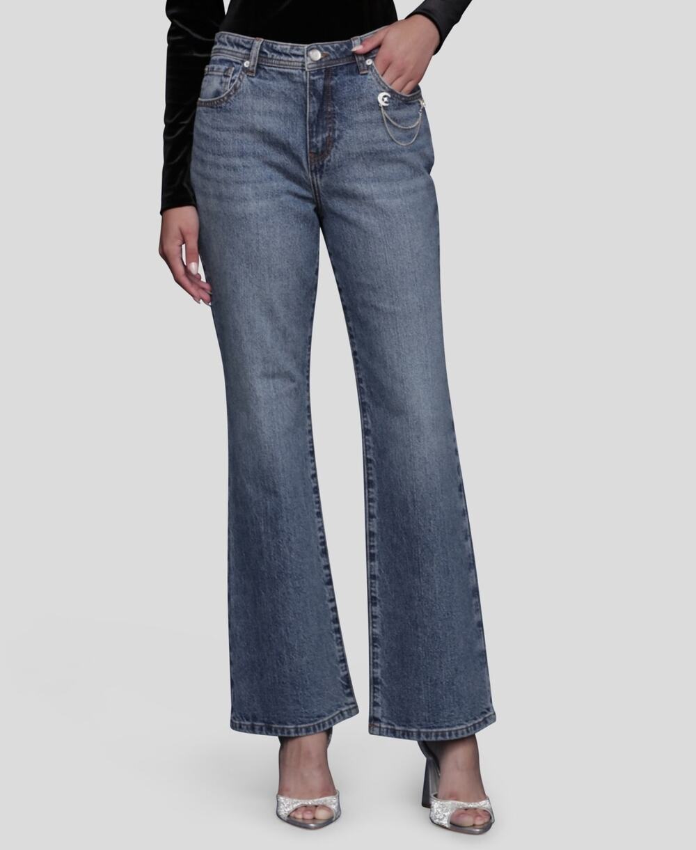 Avec Les Filles Women's Mid Rise Bootcut Jeans Blue Size 28 3871